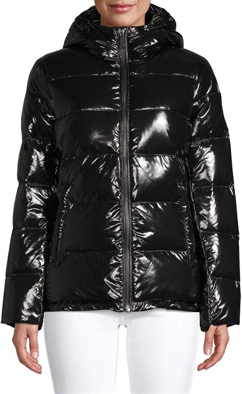 michael michael kors hooded quilted knit zip front jacket|Michael Kors winter puffer jacket.